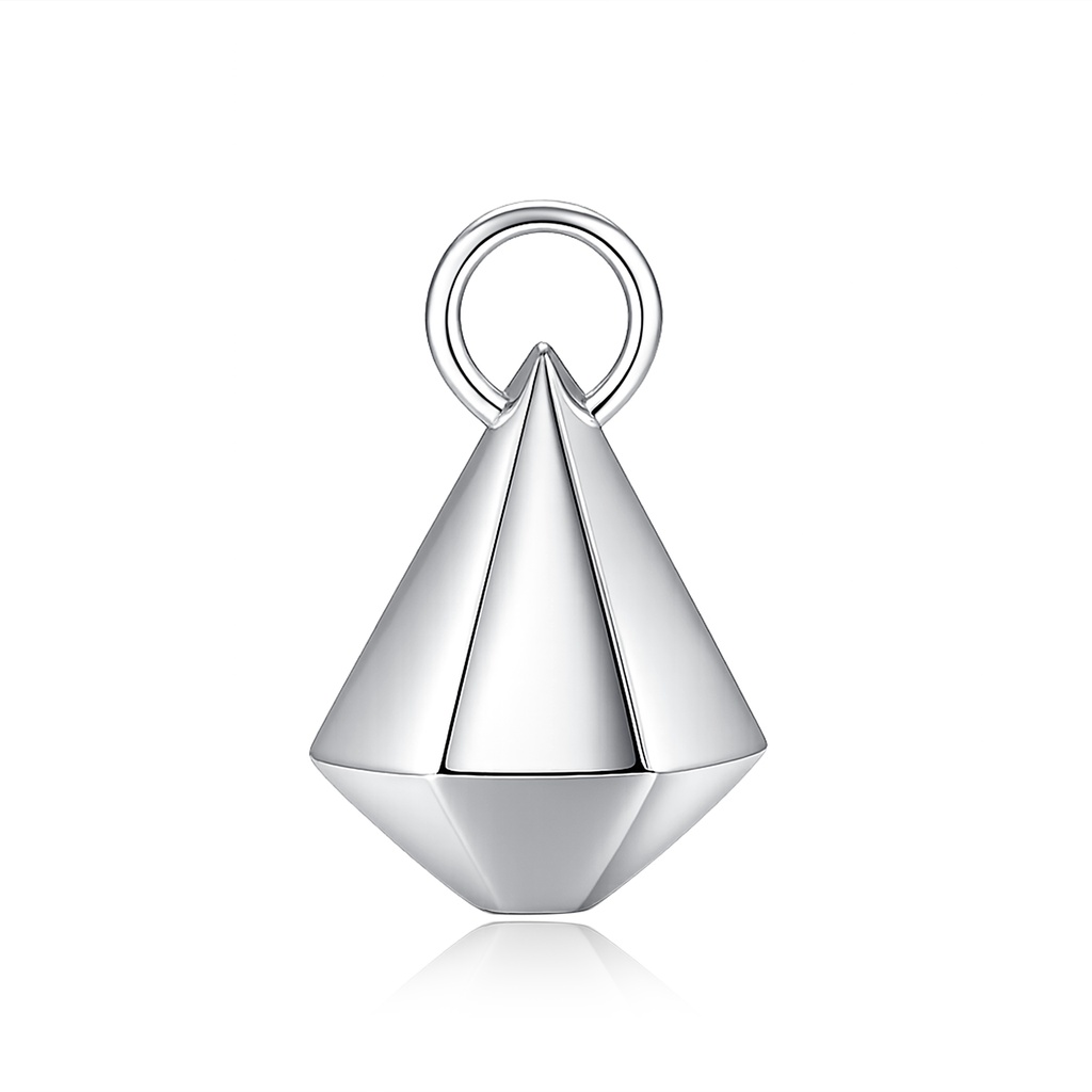 Geometric Silver Color Stainless Steel Pendant with Polished Modern Finish