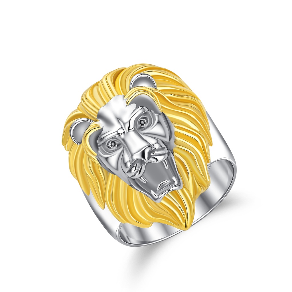 Gold & Silver Lion Ring – Power, Royalty, Fierce Bold Statement