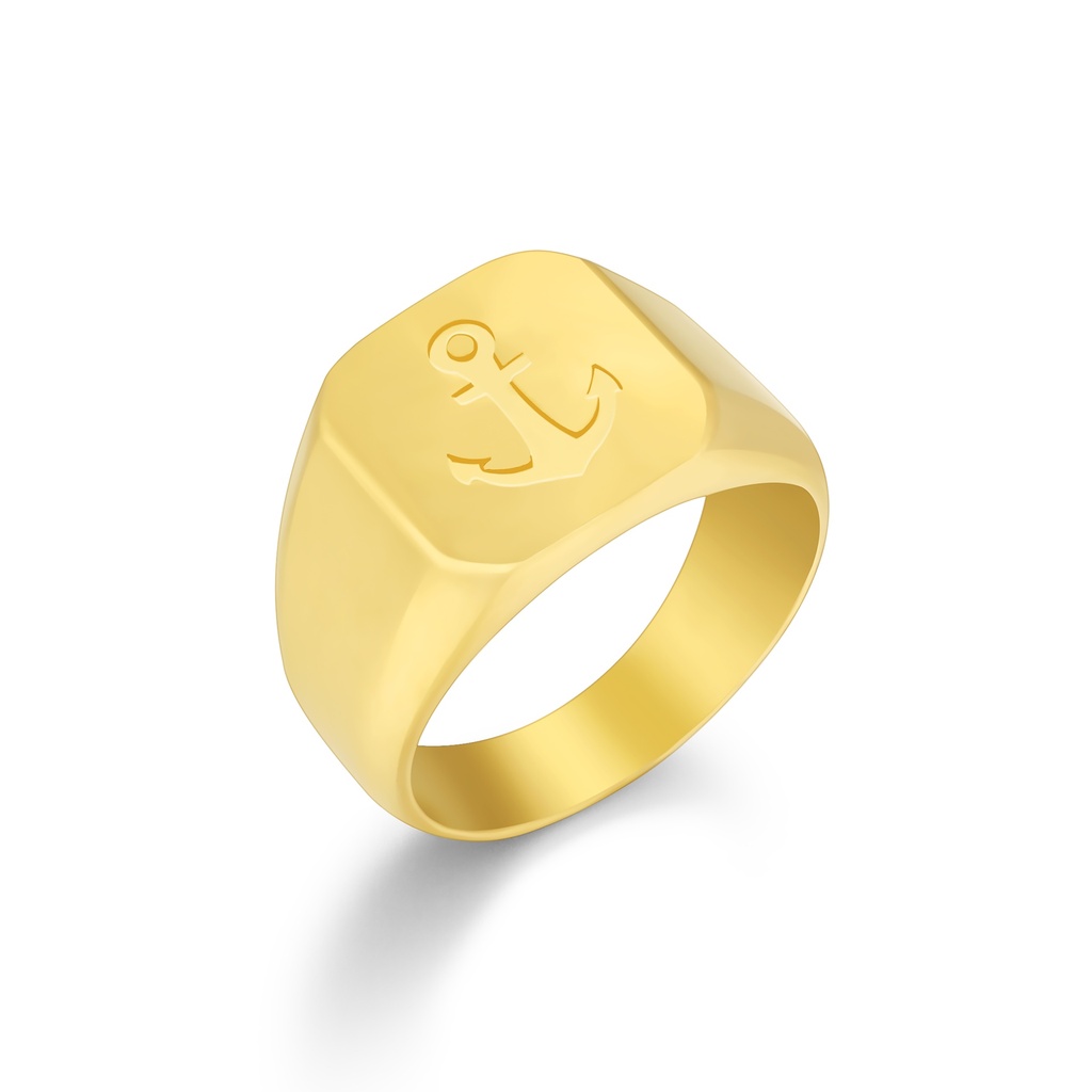 Gold Anchor Stainless Steel Ring for Bold Nautical Style Statement