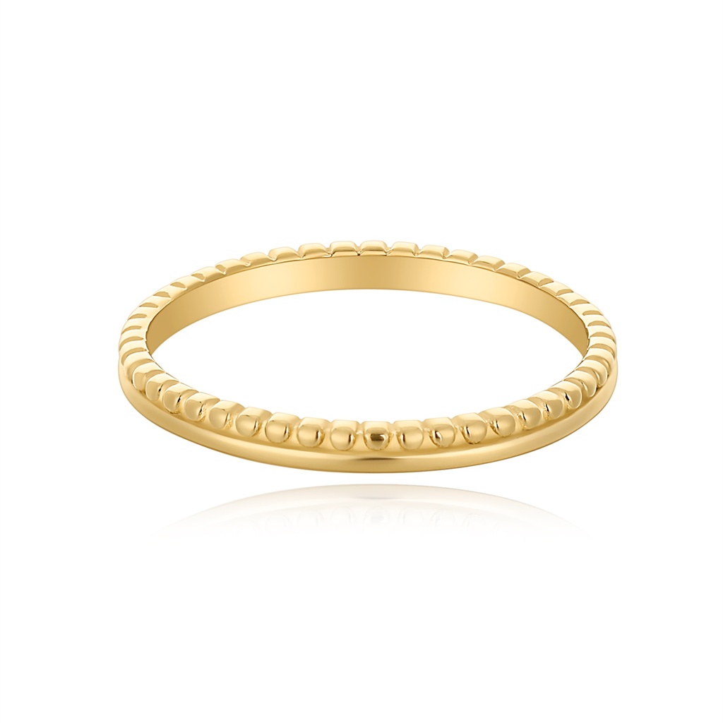 Gold Beaded Edge Minimalist Stainless Steel Ring