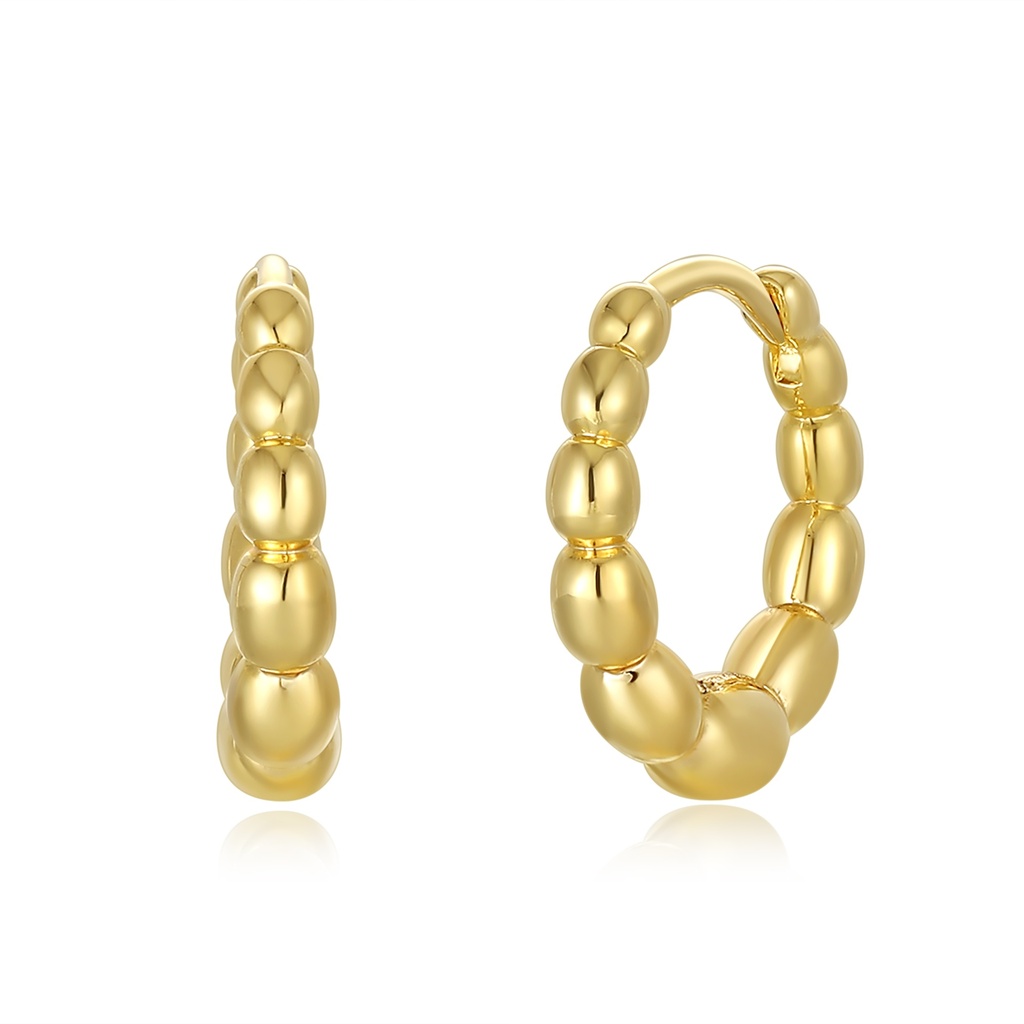 Gold Bubble Hoop Earrings With Polished Dome Design