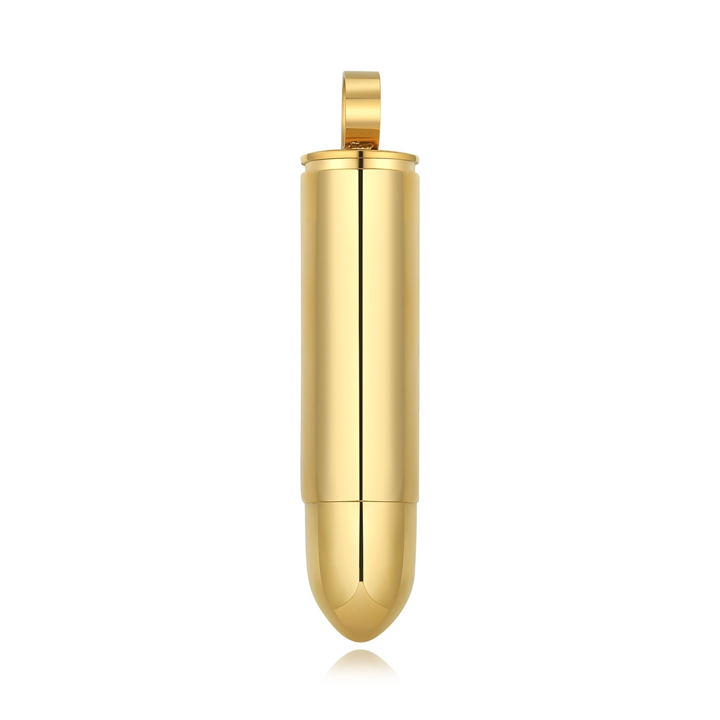 Gold Bullet Pendant Necklace in Polished Stainless Steel Design