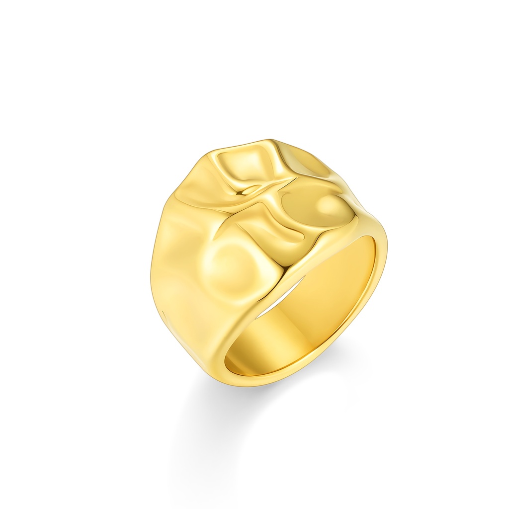 Gold Chunky Irregular Texture Stainless Steel Statement Ring