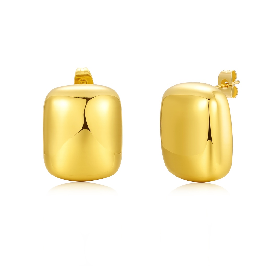 Gold Cushion Stud Earrings Bold Modern Statement Jewelry for Women