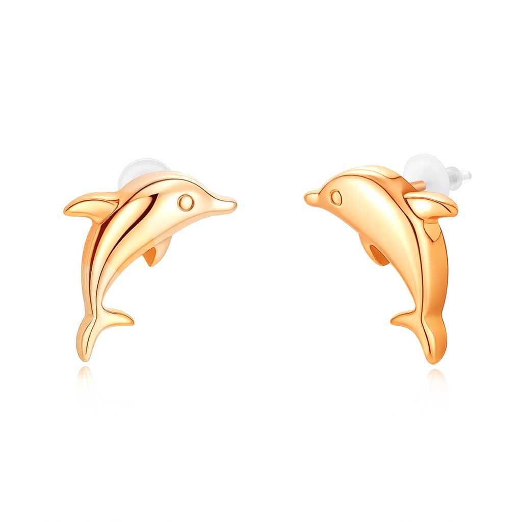 Gold Dolphin Stainless Steel Earrings for Ocean-Inspired Everyday Elegance