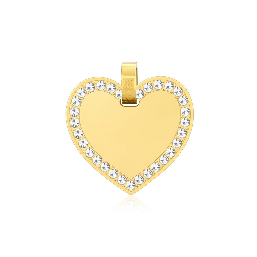 Gold Heart Pendant with Crystal Border – Elegant Romantic Women’s Jewelry