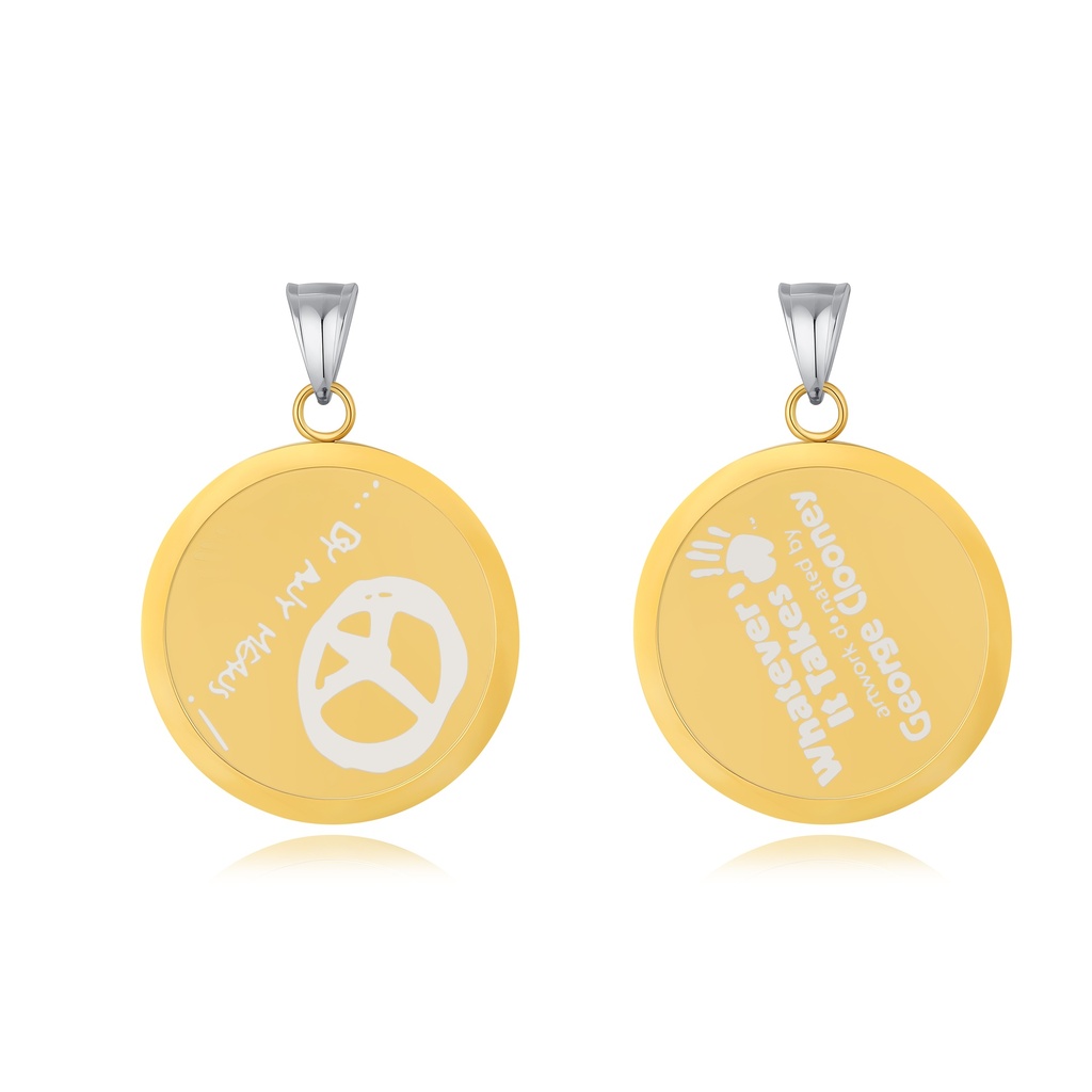 Gold Medallion Pendant Featuring George Clooney’s Peace Artwork Design