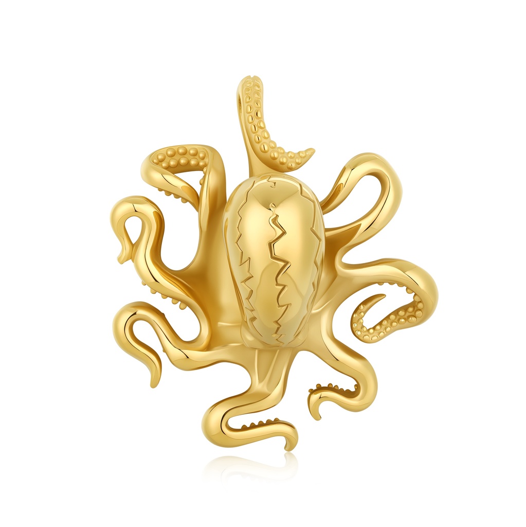 Gold Octopus Pendant Necklace – Nautical Style Marine Animal Jewelry