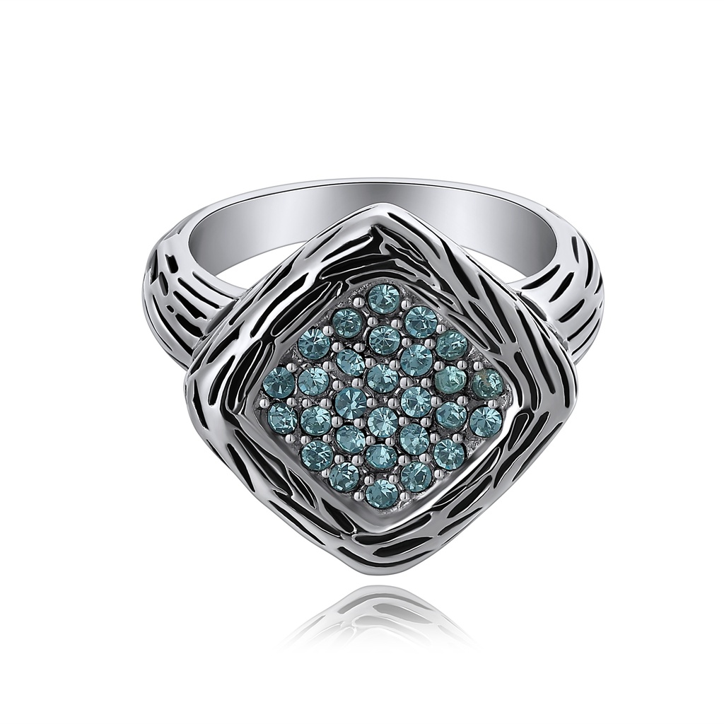 [DJ01R0039] Blue Crystal Square Ring