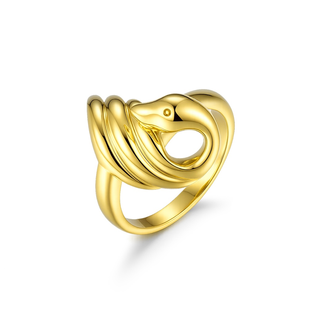Gold Snake Ring with Smooth Coiled Design and Polished Finish