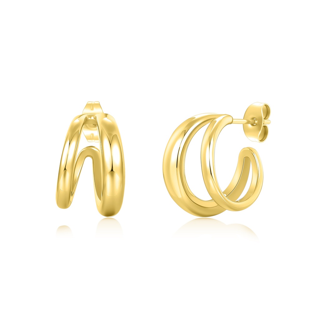 Gold Stainless Steel Double Hoop Earrings with Timeless Modern Charm