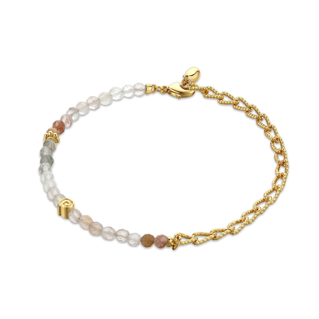 [BJ01B0061] Boho Chic Beaded Bracelet with Colorful Stones and Gold Details