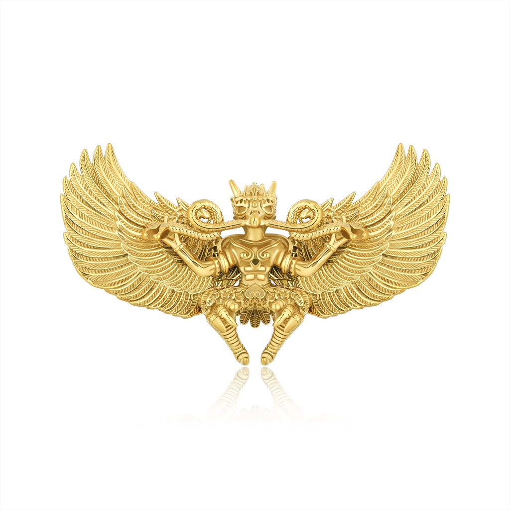 Gold Stainless Steel Winged Aztec Warrior Pendant Bold Tribal Jewelry