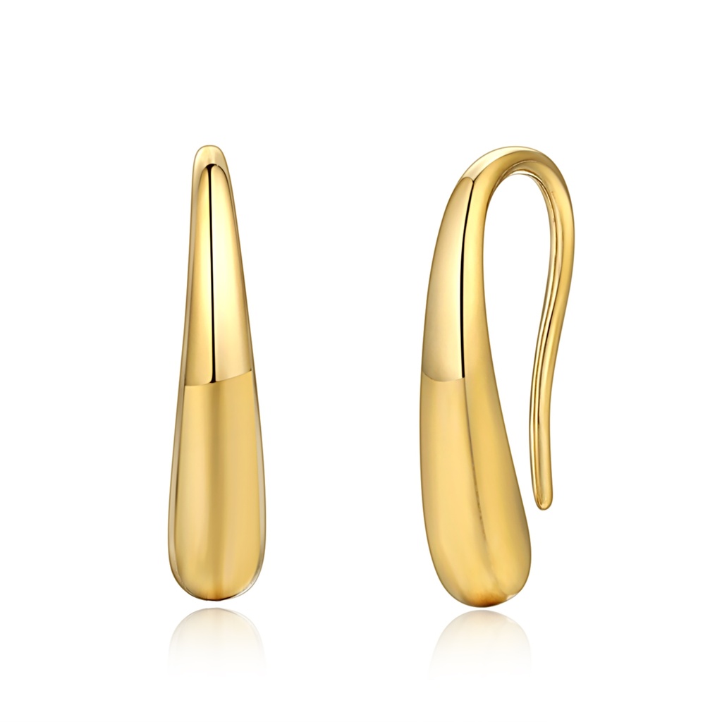 Gold-Plated Stainless Steel Teardrop Hook Minimalist Drop Earrings