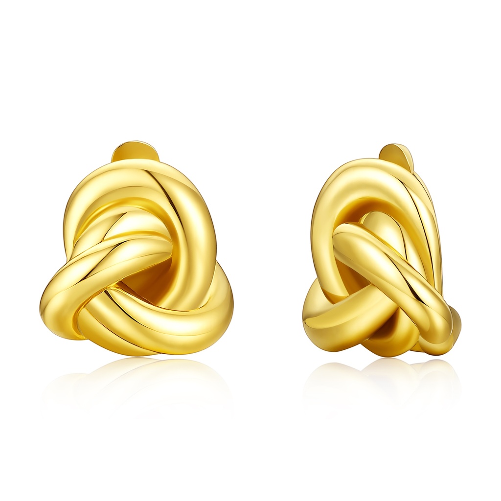 Gold-Tone Stainless Steel Knot Stud Earrings for Elegant Women
