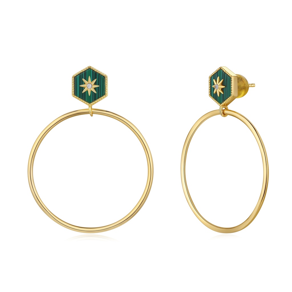 Gold-Toned Hoop Earrings with Lace-Like Texture and Crystals