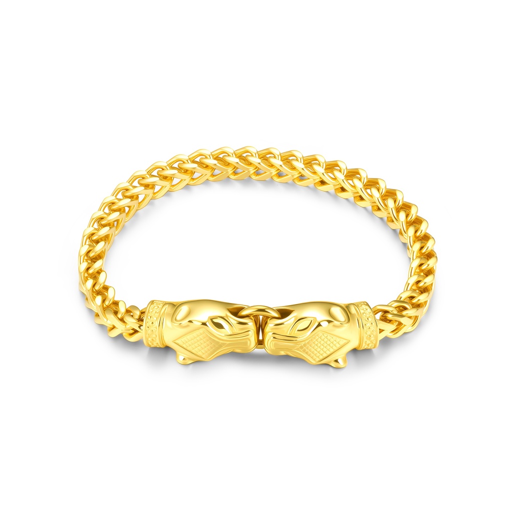Golden Panther Stainless Steel Chain Bracelet with Bold Clasp