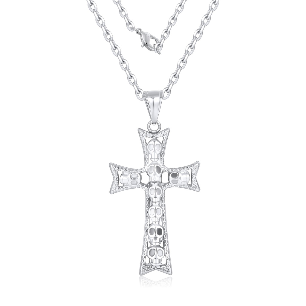 Gothic Skull Cross Stainless Steel Pendant for Bold Fashion