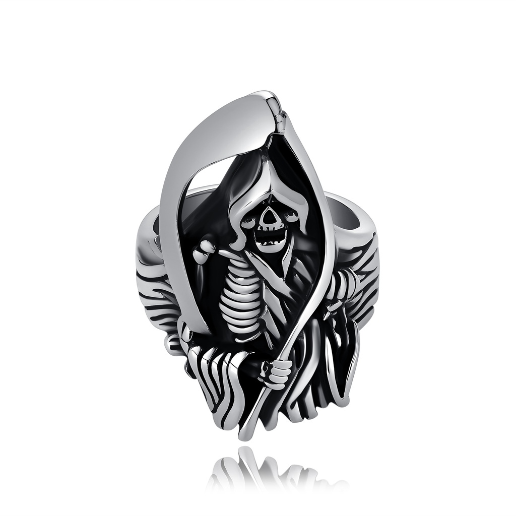 Grim Reaper Ring – Stainless Steel Death Symbol Statement Jewelry