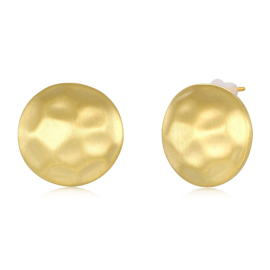Hammered Matte Gold Round Stud Earrings for Everyday Glam