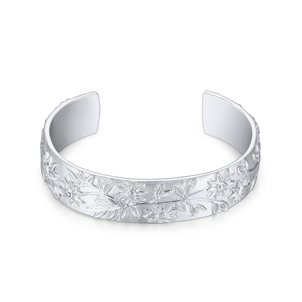 Hammered Stainless Steel Bracelet with Golden V-Curve Design Accents