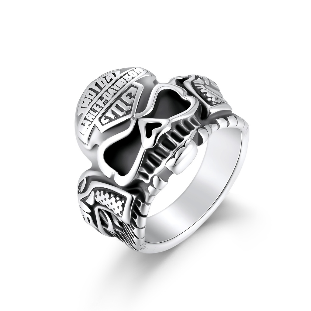 Heavy Duty Stainless Steel Skull Ring with Rebel Style