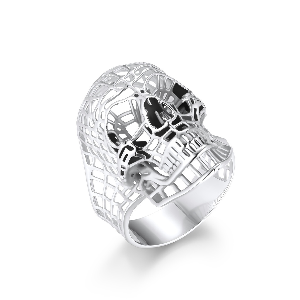 Hollow Stainless Steel Skull Ring with Geometric Cutout Design