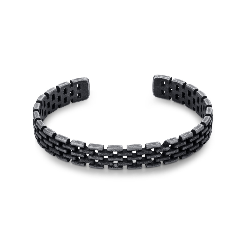 Industrial Chain-Link Design Stainless Steel Open Cuff Bracelet for Men