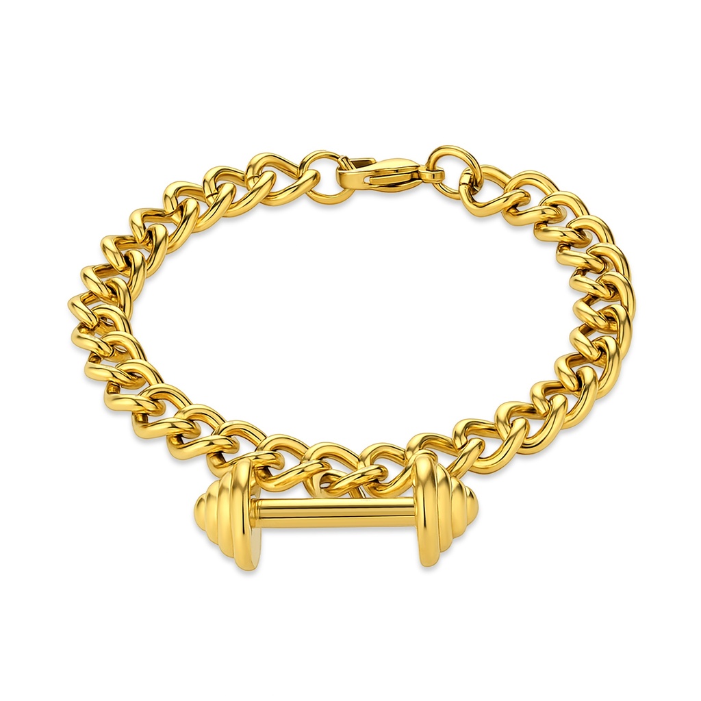 Bold Gold Dumbbell Chain Bracelet for Fitness-Inspired Fashion Lovers