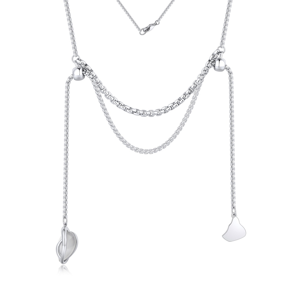 Layered Chain Necklace with Organic Charms