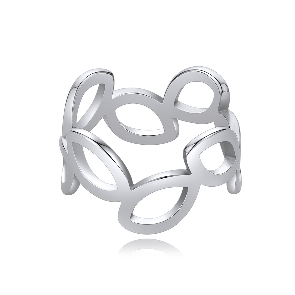 Leaf Pattern Open Stainless Steel Ring