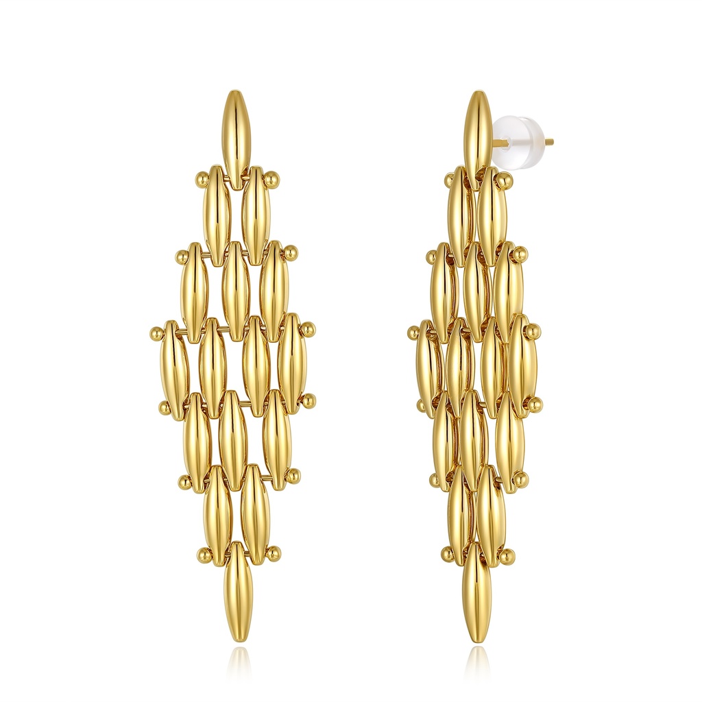 Long Gold Link Drop Earrings with Modern Minimalist Style
