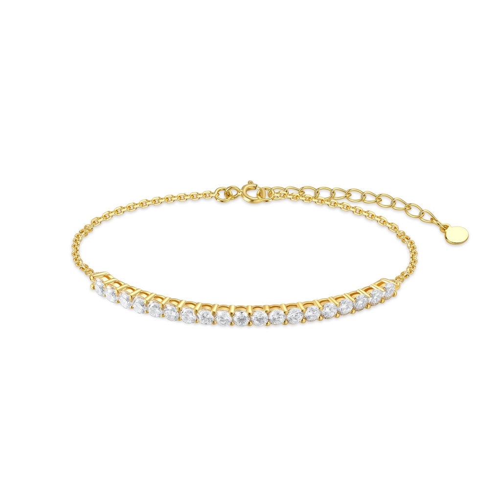 Luxury Gold Stainless Steel Bracelet with Sparkling Zirconia Crystals
