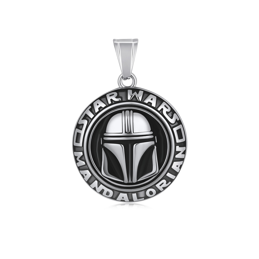 Mandalorian Helmet Star Wars Pendant in Stainless Steel Finish