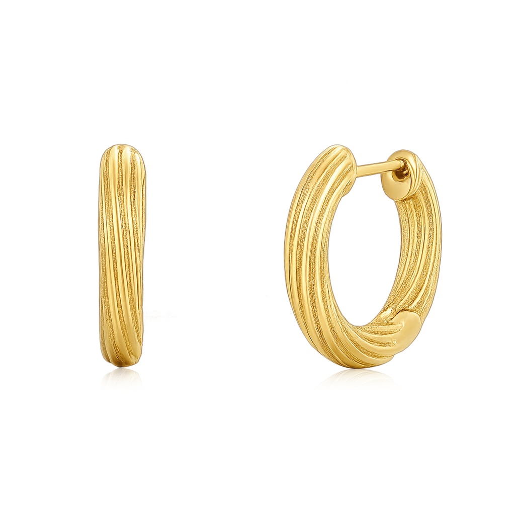 Matte Gold Textured Hoop Earrings Stainless Steel Statement Jewelry