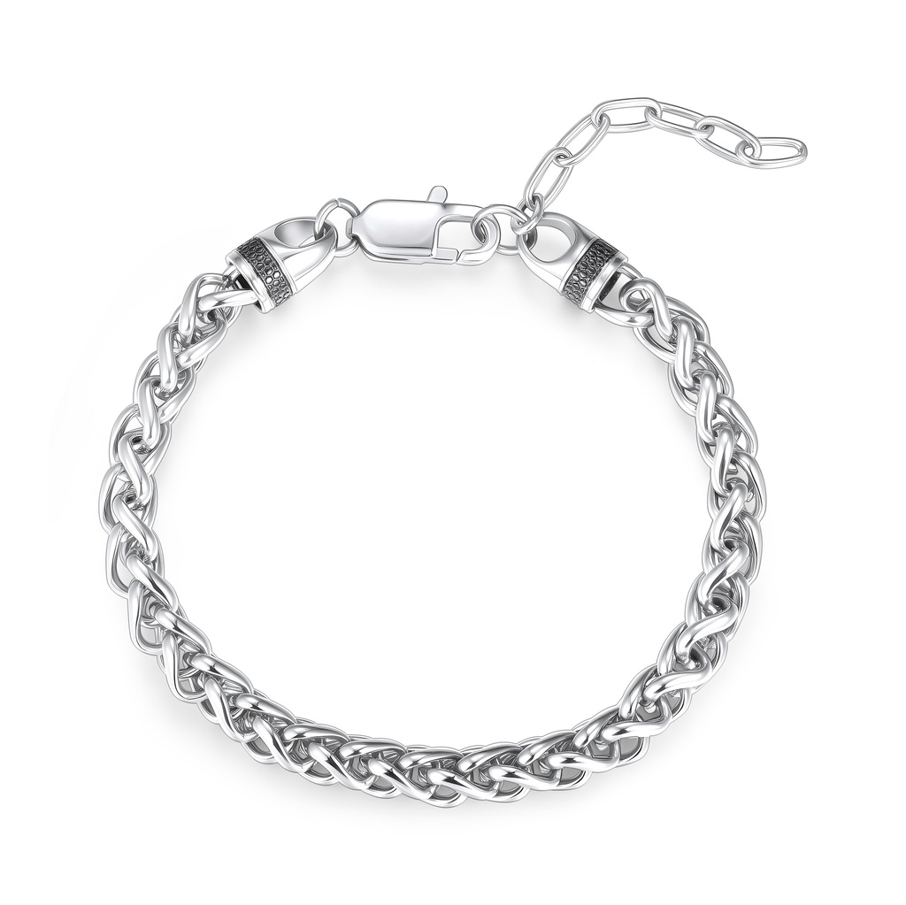Men’s Polished Stainless Steel Chain Bracelet with Adjustable Clasp