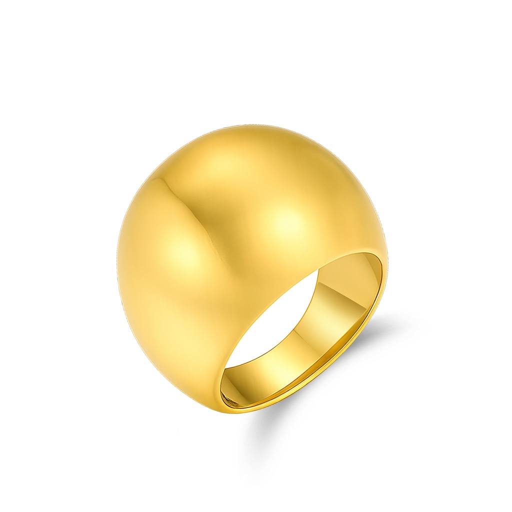 Bold Gold Stainless Steel Dome Ring – Sleek Modern Statement Jewelry