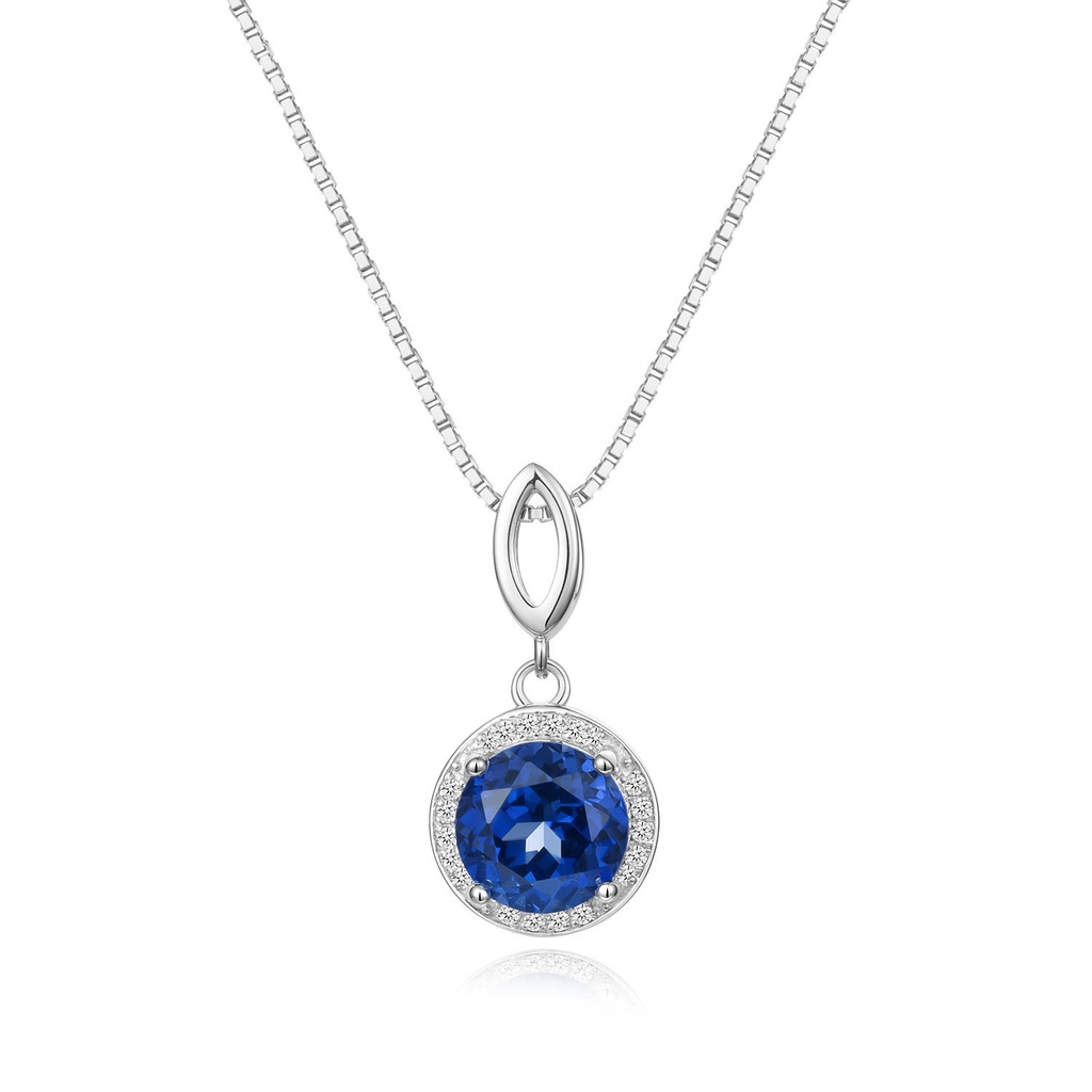 Midnight Blue Halo Pendant Necklace