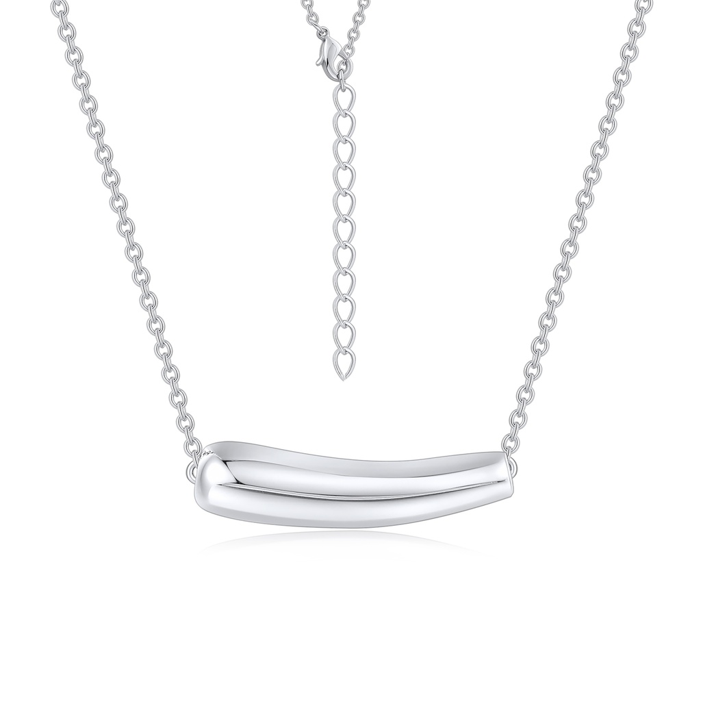 Minimalist Curved Silver Bar Pendant Necklace for Everyday Style
