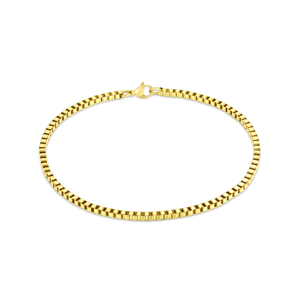 Minimalist Gold Stainless Steel Box Chain Bracelet for Everyday Style