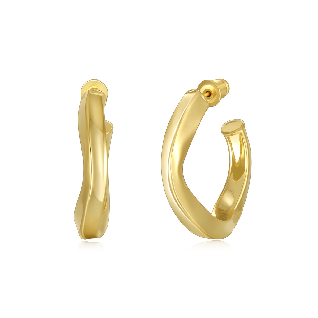 Minimalist Open Hoop Brass Earrings with Asymmetry