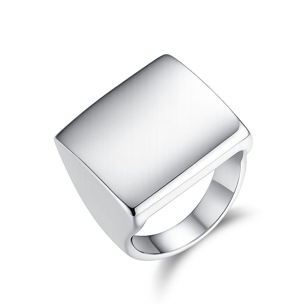 Minimalist Polished Stainless Steel Rectangle Signet Ring for Men