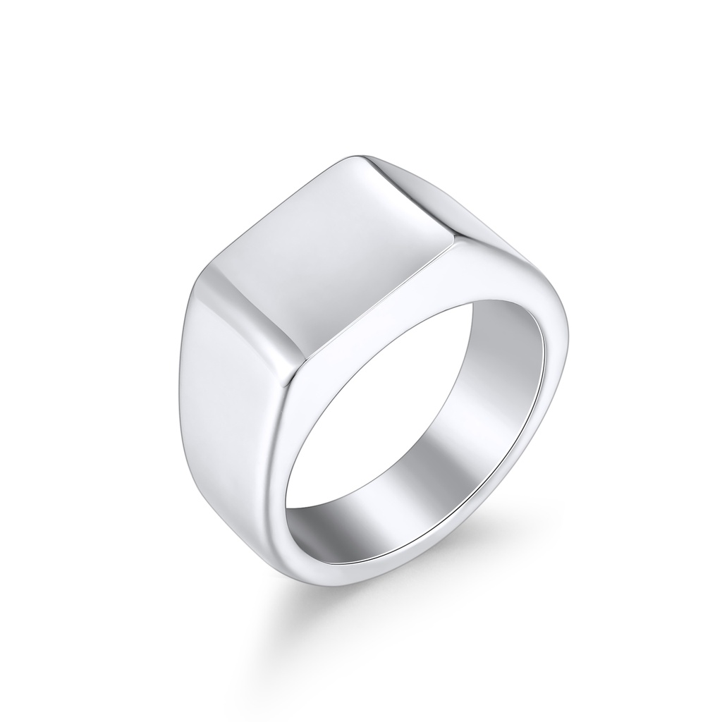Minimalist Polished Stainless Steel Square Signet Ring for Men
