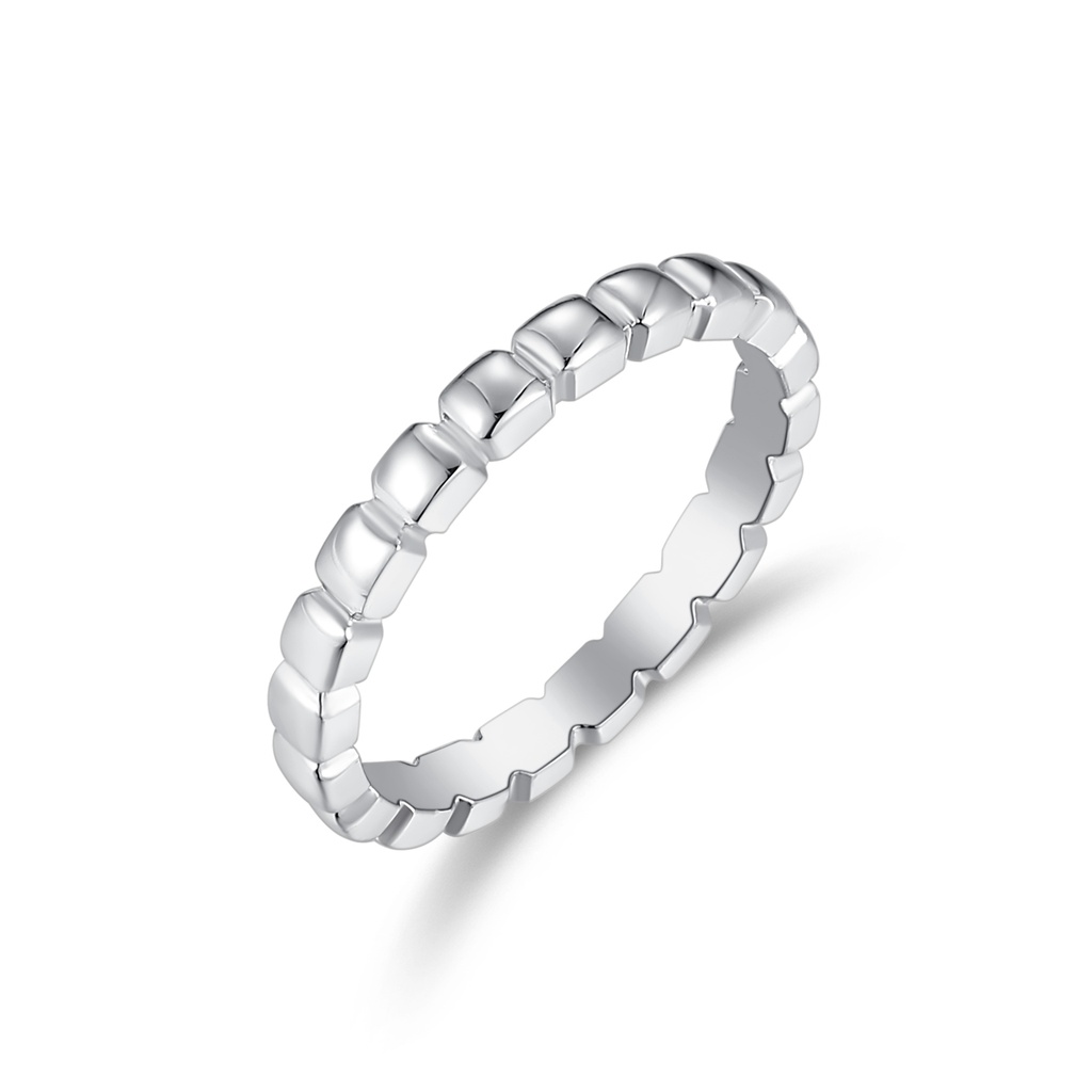 Minimalist Silver Stainless Steel Ring with Geometric Bead Pattern