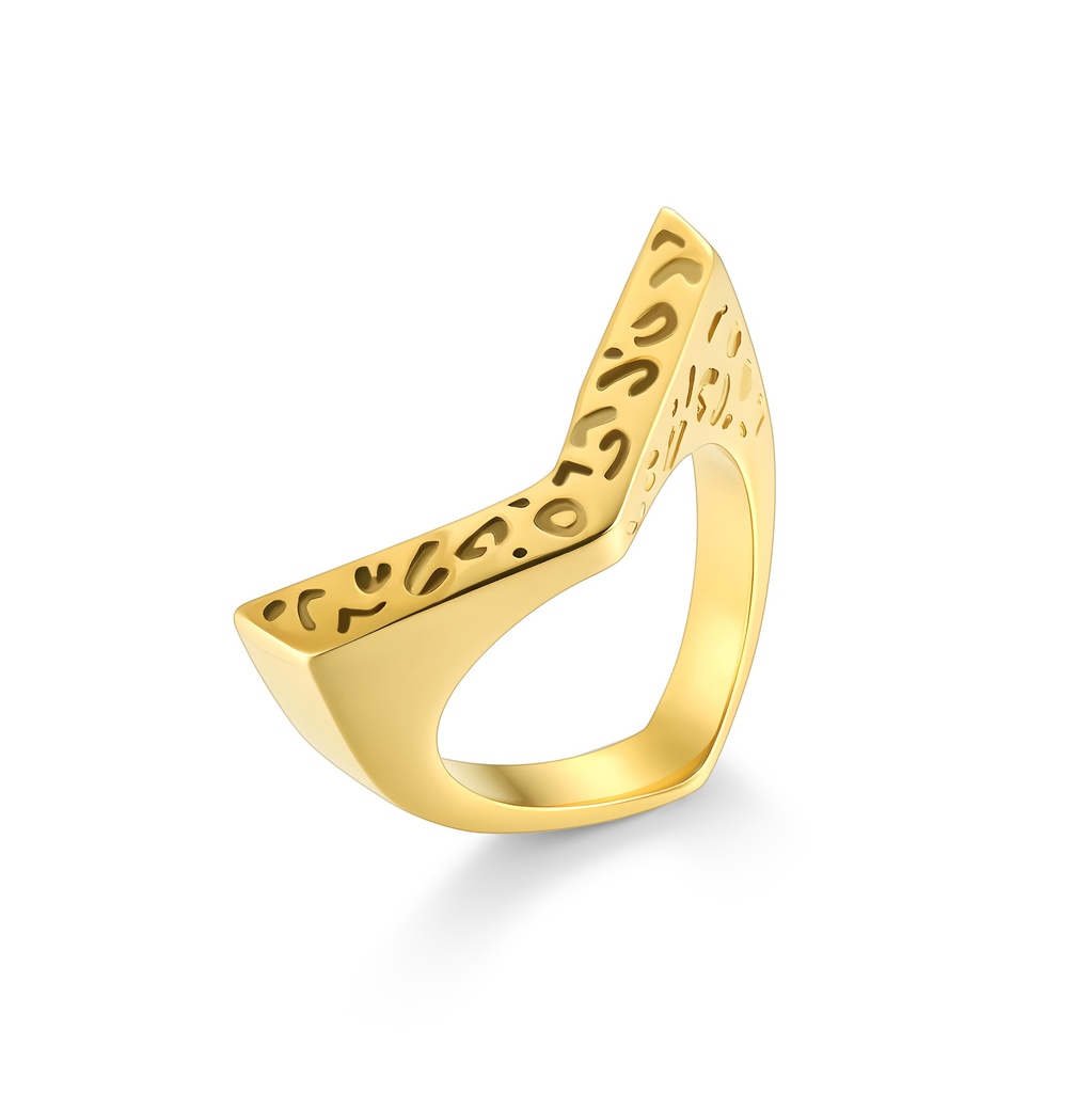 Modern Geometric Gold Stainless Steel Ring with Engraved Accents