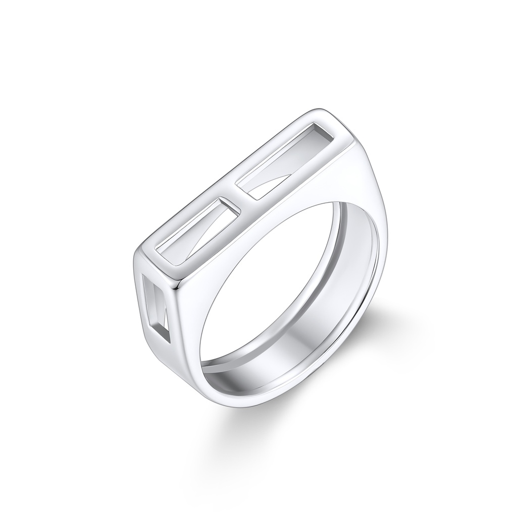 Modern Geometric Stainless Steel Ring with Sleek Hollow Rectangle Design