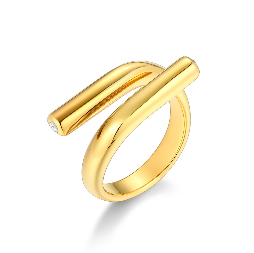 Modern Gold Plated Stainless Steel Open Ring with Sleek Minimalist Twist