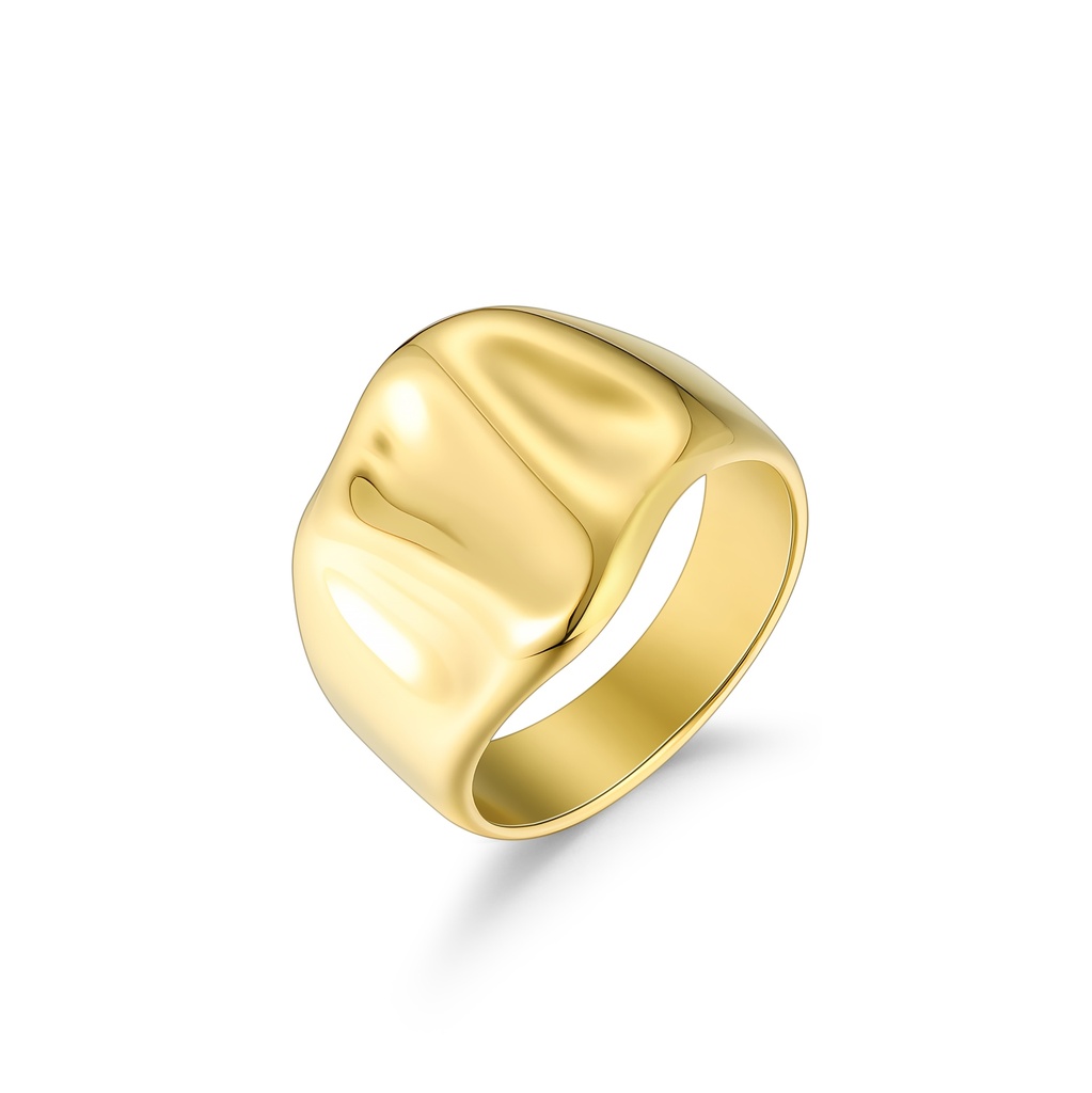 Modern Gold Stainless Steel Ring with Unique Wave Design