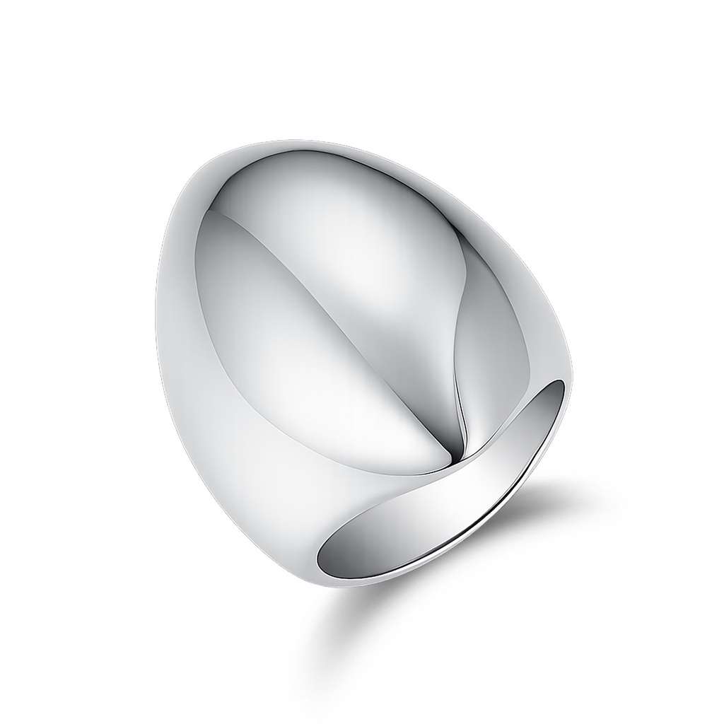 Modern Sculptural Stainless Steel Ring with Polished Mirror Finish