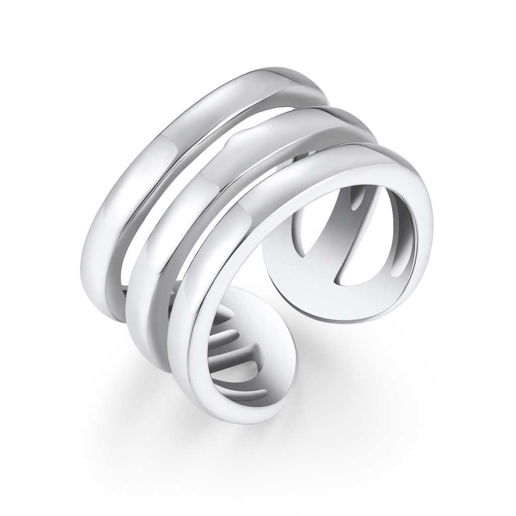 Modern Spiral Design Ring in Polished Stainless Steel Finish